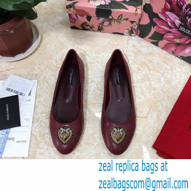 Dolce  &  Gabbana Leather Devotion Flats Slippers Burgundy 2021